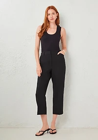Tailored Relaxed Fit Straight Crop Pant Black