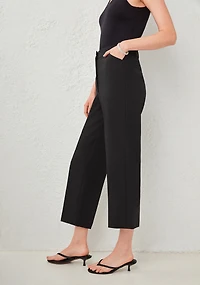 Tailored Relaxed Fit Straight Crop Pant Black