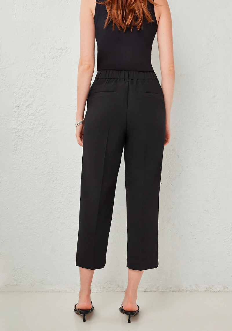 Tailored Relaxed Fit Straight Crop Pant Black