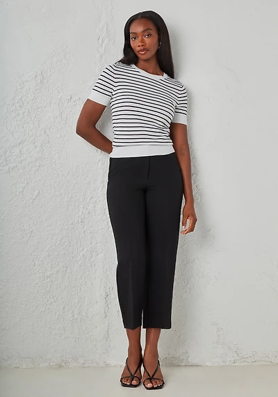 Tailored Relaxed Fit Straight Crop Pant Black