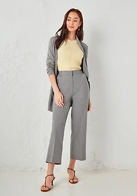 Tailored Relaxed Fit Straight Crop Pant Grey Crosshatch