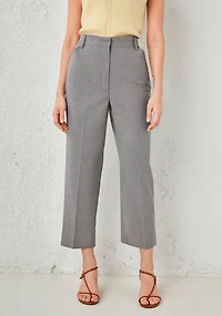 Tailored Relaxed Fit Straight Crop Pant Grey Crosshatch