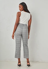 Tailored Relaxed Fit Straight Crop Pant Grey Plaid