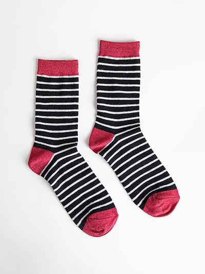 Shimmering Striped Crew Sock