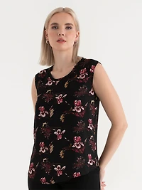 Carrie 2-Layer Cap Sleeve Heart Blouse Romantic Florals
