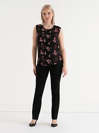 Carrie 2-Layer Cap Sleeve Heart Blouse Romantic Florals
