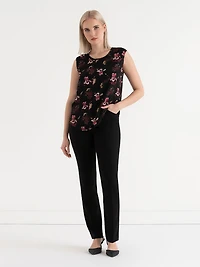 Carrie 2-Layer Cap Sleeve Heart Blouse Romantic Florals