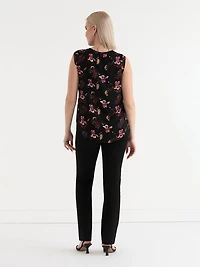 Carrie 2-Layer Cap Sleeve Heart Blouse Romantic Florals