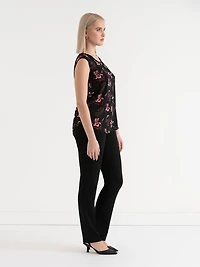 Carrie 2-Layer Cap Sleeve Heart Blouse Romantic Florals