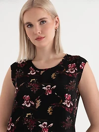 Carrie 2-Layer Cap Sleeve Heart Blouse Romantic Florals