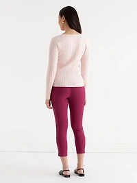 V-Neck Ribbed Sweater Barely Pink