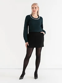 Jewel Necklace Pullover Sweater Rainforest