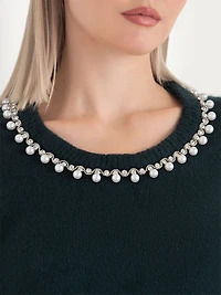Jewel Necklace Pullover Sweater Rainforest