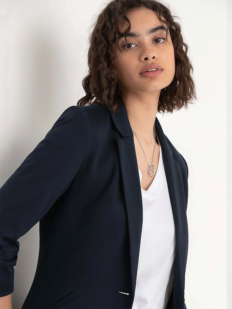 Hampton Three-Quarter Ruched Sleeve Ponte Blazer Salute
