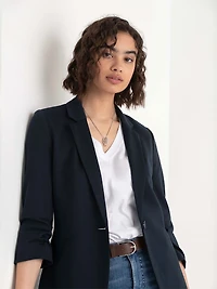 Hampton Three-Quarter Ruched Sleeve Ponte Blazer Salute