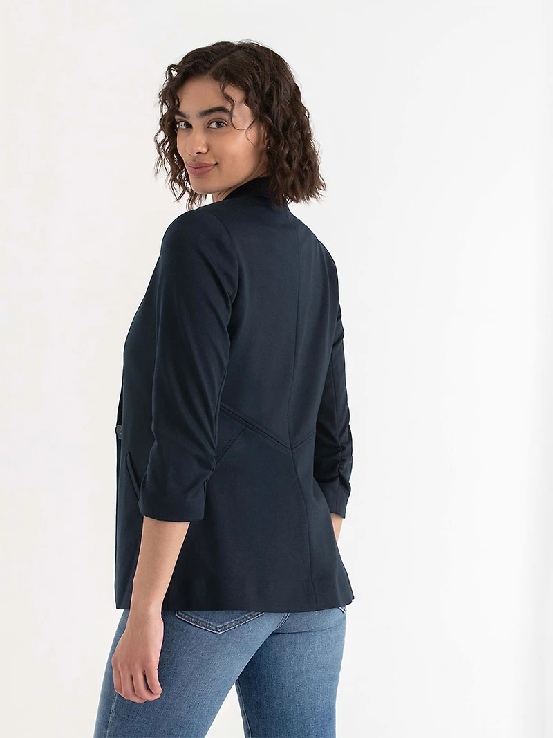 Hampton Three-Quarter Ruched Sleeve Ponte Blazer Salute