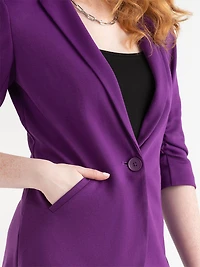 Hampton Three-Quarter Ruched Sleeve Ponte Blazer Purple Magic