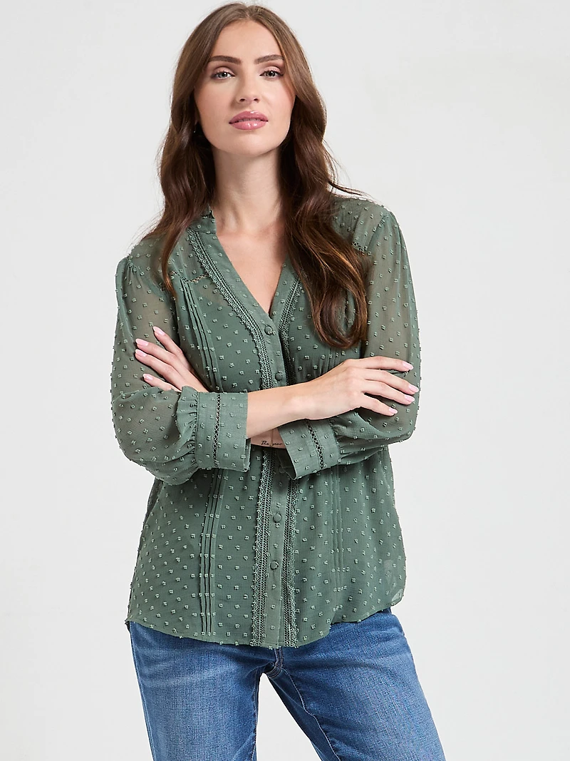 Swiss Sleeve 3/4 Blouse Kentucky Blue