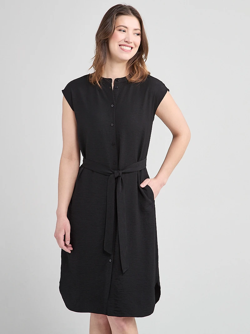 Air Flow Shirt Dress Black