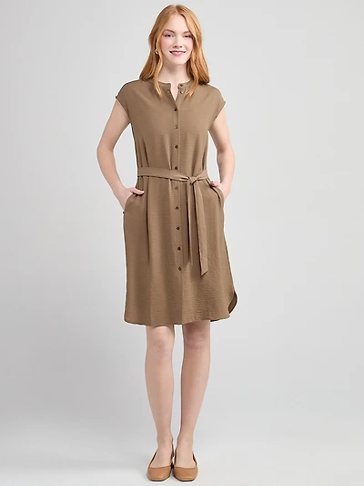 Air Flow Shirt Dress Shitake