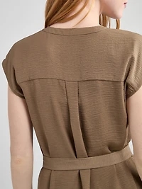 Air Flow Shirt Dress Shitake