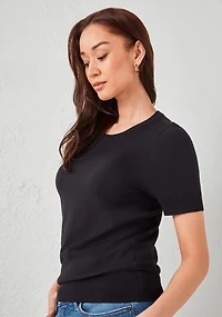 Crew Neck Short Sleeve Sweater Black