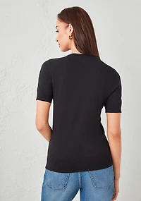 Crew Neck Short Sleeve Sweater Black