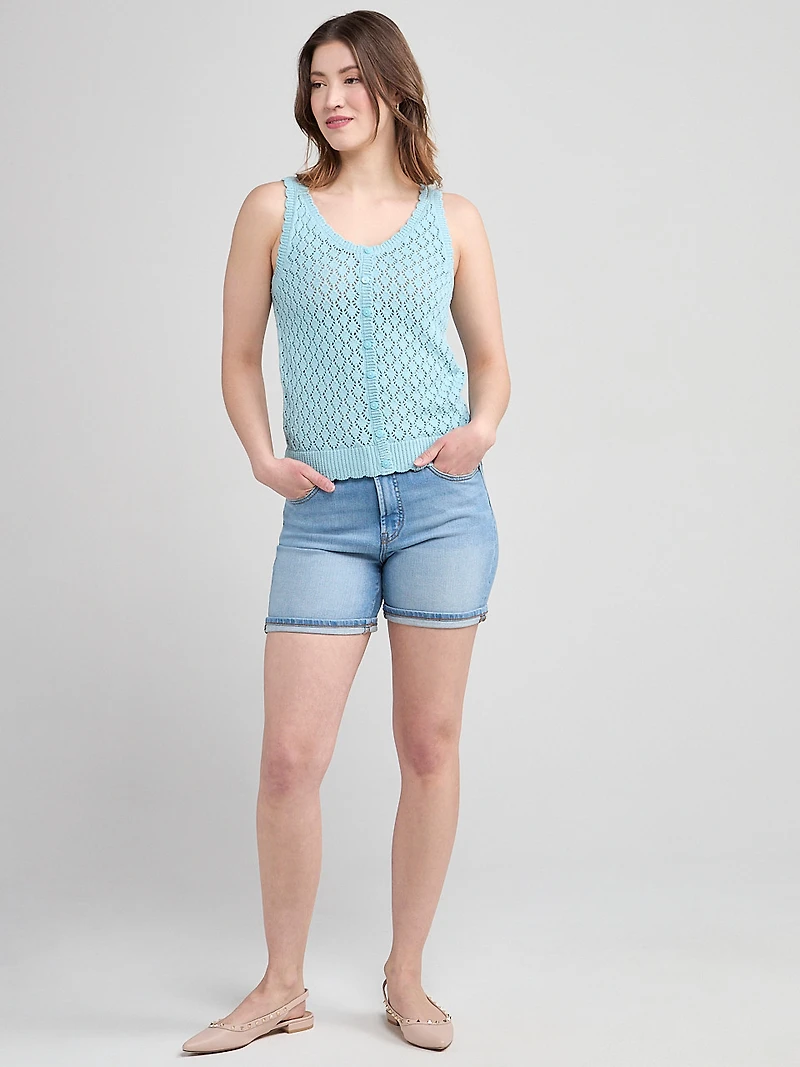 Crochet Button Sweater Tank Sea Glass