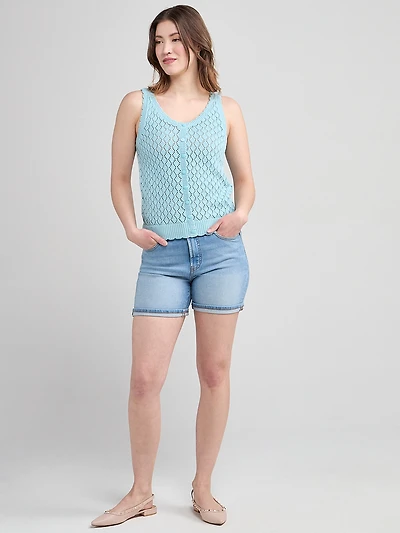 Crochet Button Sweater Tank Sea Glass