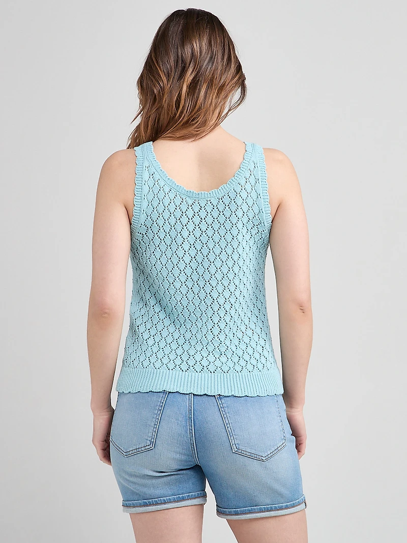 Crochet Button Sweater Tank Sea Glass