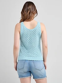 Crochet Button Sweater Tank Sea Glass