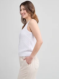 Crochet Button Sweater Tank White