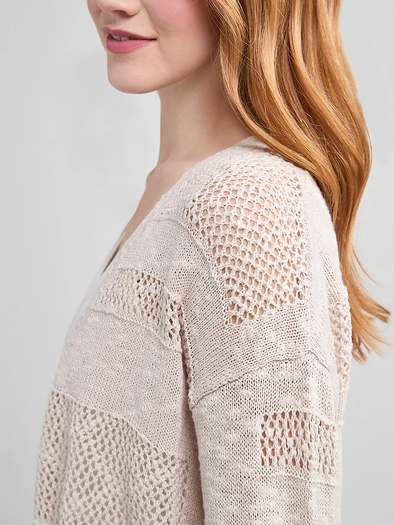 Open Front Crochet Cardigan Pumice