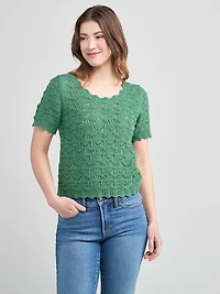 Scoop Neck Pointelle Sweater