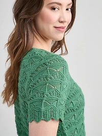Scoop Neck Pointelle Sweater