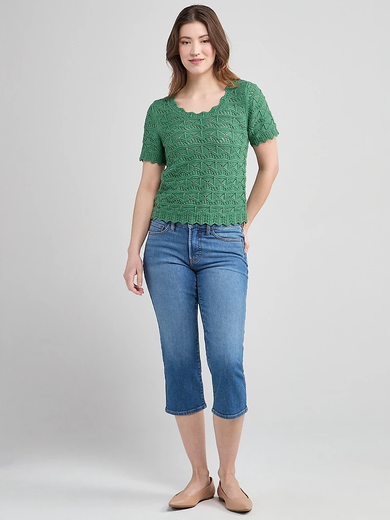 Scoop Neck Pointelle Sweater