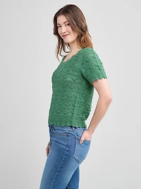 Scoop Neck Pointelle Sweater