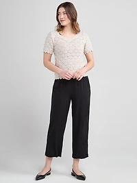 Scoop Neck Pointelle Sweater Pumice