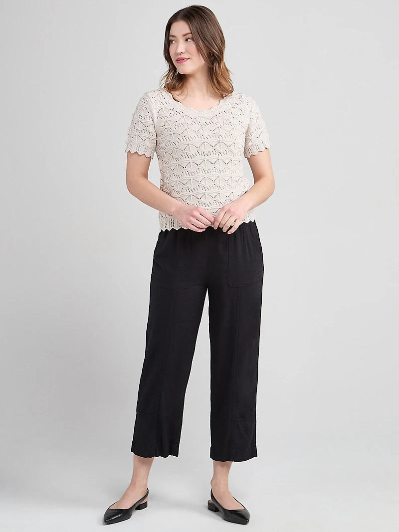 Scoop Neck Pointelle Sweater Pumice