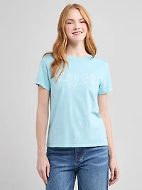 Short Sleeve Crew Neck T-Shirt Flower