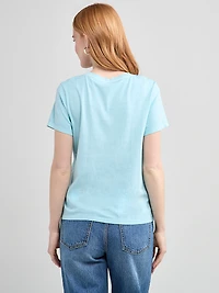 Short Sleeve Crew Neck T-Shirt Flower