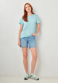 Short Sleeve Crew Neck T-Shirt Flower