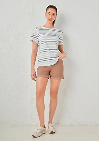 Short Sleeve Crew Neck T-Shirt Stripe