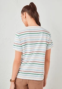 Short Sleeve Crew Neck T-Shirt Stripe