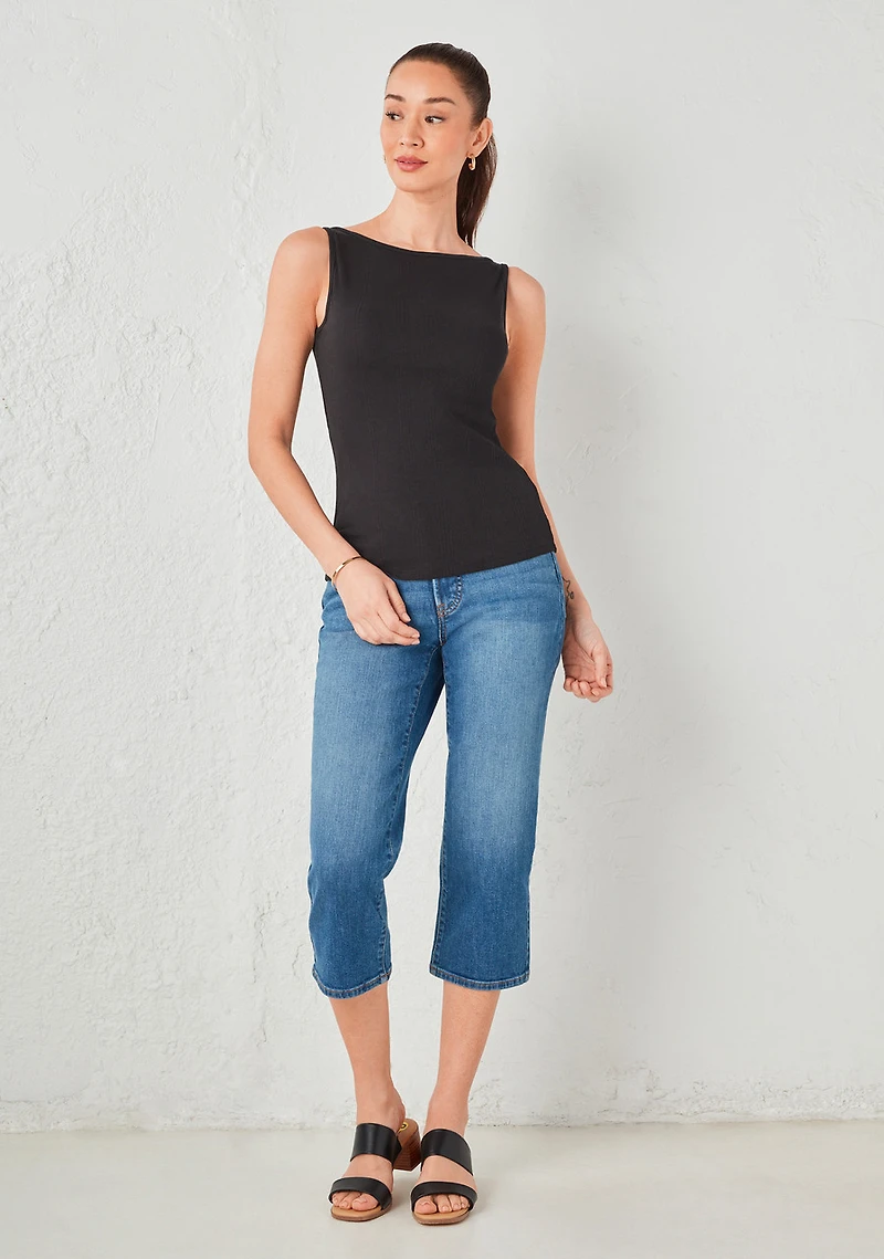 Sleeveless Boatneck Tank Black