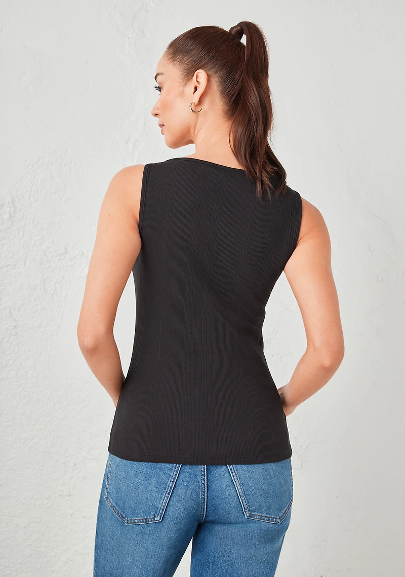 Sleeveless Boatneck Tank Black