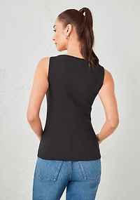 Sleeveless Boatneck Tank Black