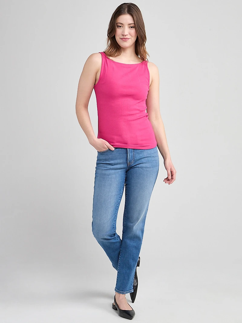 Sleeveless Boatneck Tank Hot Pink