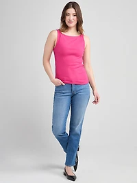 Sleeveless Boatneck Tank Hot Pink