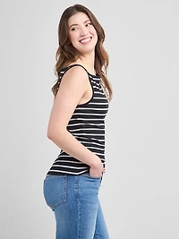 Sleeveless Boatneck Tank Stripe